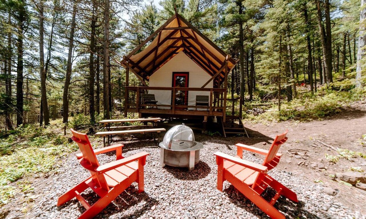 Beaver Bay RV Rental | Glamping Safari Tent for Romantic Escapes to the Minnesota Forest