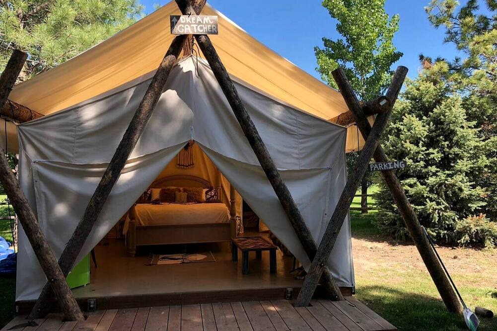 Palisades RV Rental | Luxury Safari Tent in Irwin, Idaho near Palisades Lake and Jackson Hole
