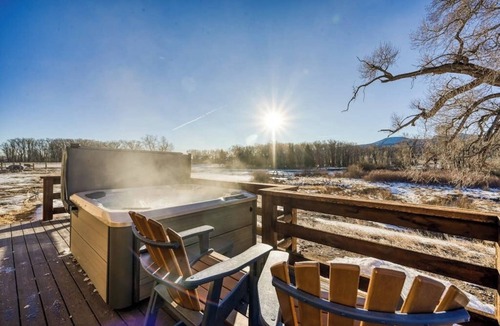 South Fork House | Dog-friendly riverfront retreat with hot tub, stunning views & screened porch