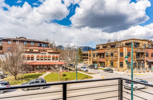 Whitefish Condo | New, luxe condo in the heart of town with mountain view, balcony & bus to slopes