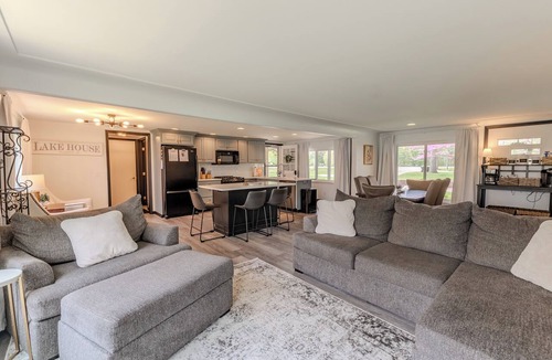 Harrison House | Private Beach on Budd Lake Game Room Kayaks Fire Pit Sleeps 12+