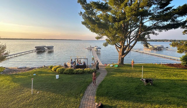 Beautiful lake home on the sandy south shores of Pelican Lake.