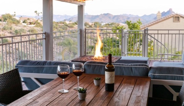 Beautiful views with a heated pool and plenty of room for large families!